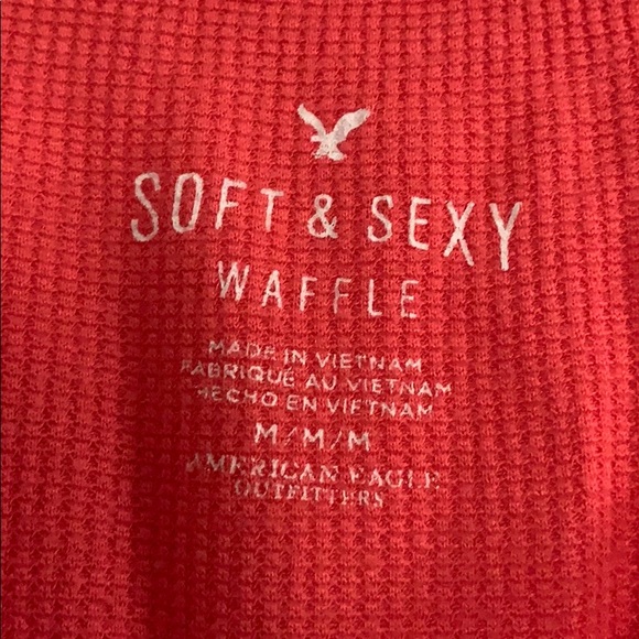 Soft Waffle Long Sleeve Tee in Coral - Picture 4 of 5